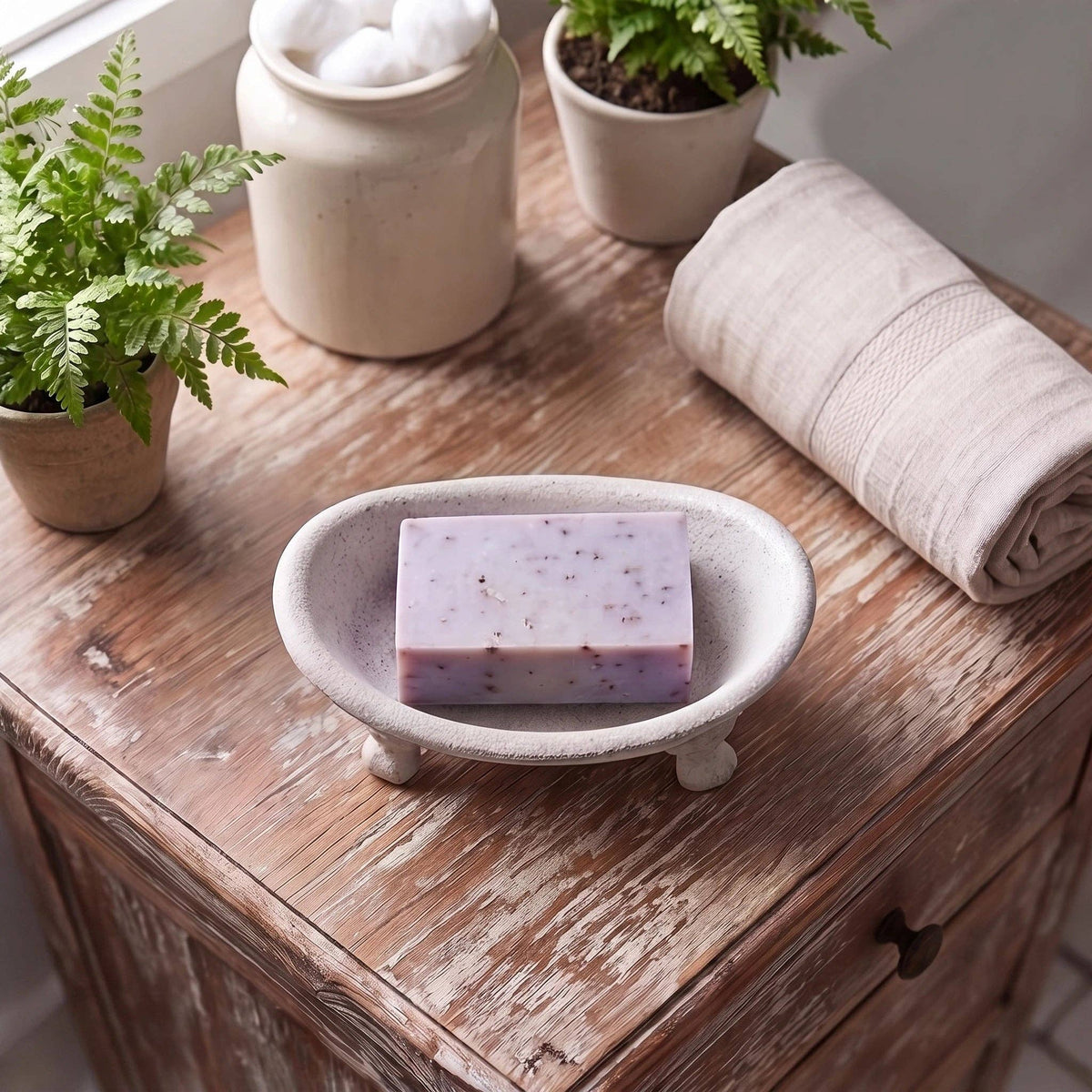 Clawfoot Bathtub Soap Dish, Antique White Cast Iron, 5.5"