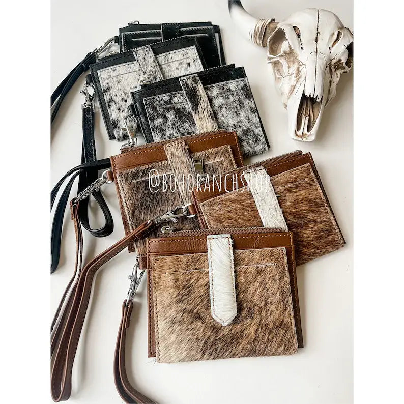 Dakota Wristlet Wallet - Western Cowhide Leather Credit Card Holder