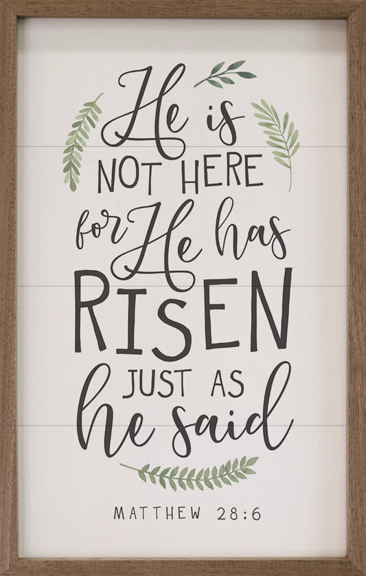 He Has Risen Matthew 28:6 Greenery White image 0