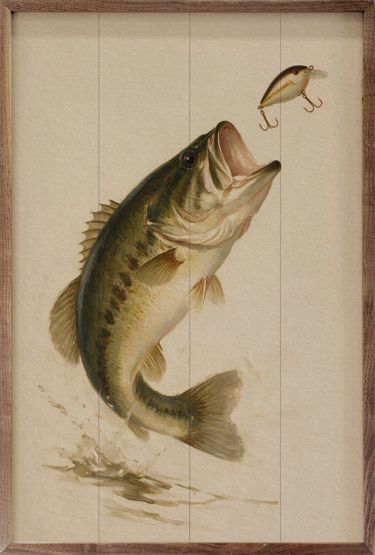 Antique Largemouth Bass Fishing Print