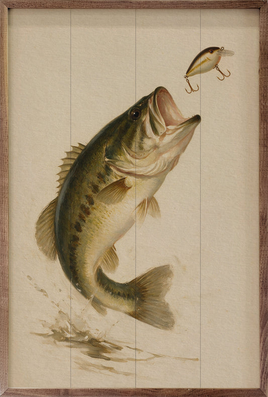 Antique Largemouth Bass Fishing Print