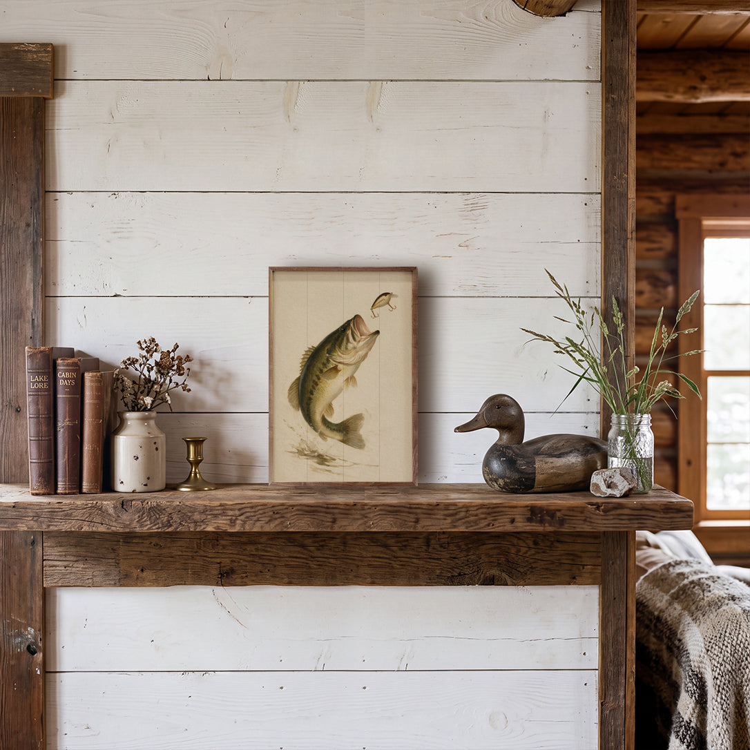 Antique Largemouth Bass Fishing Print