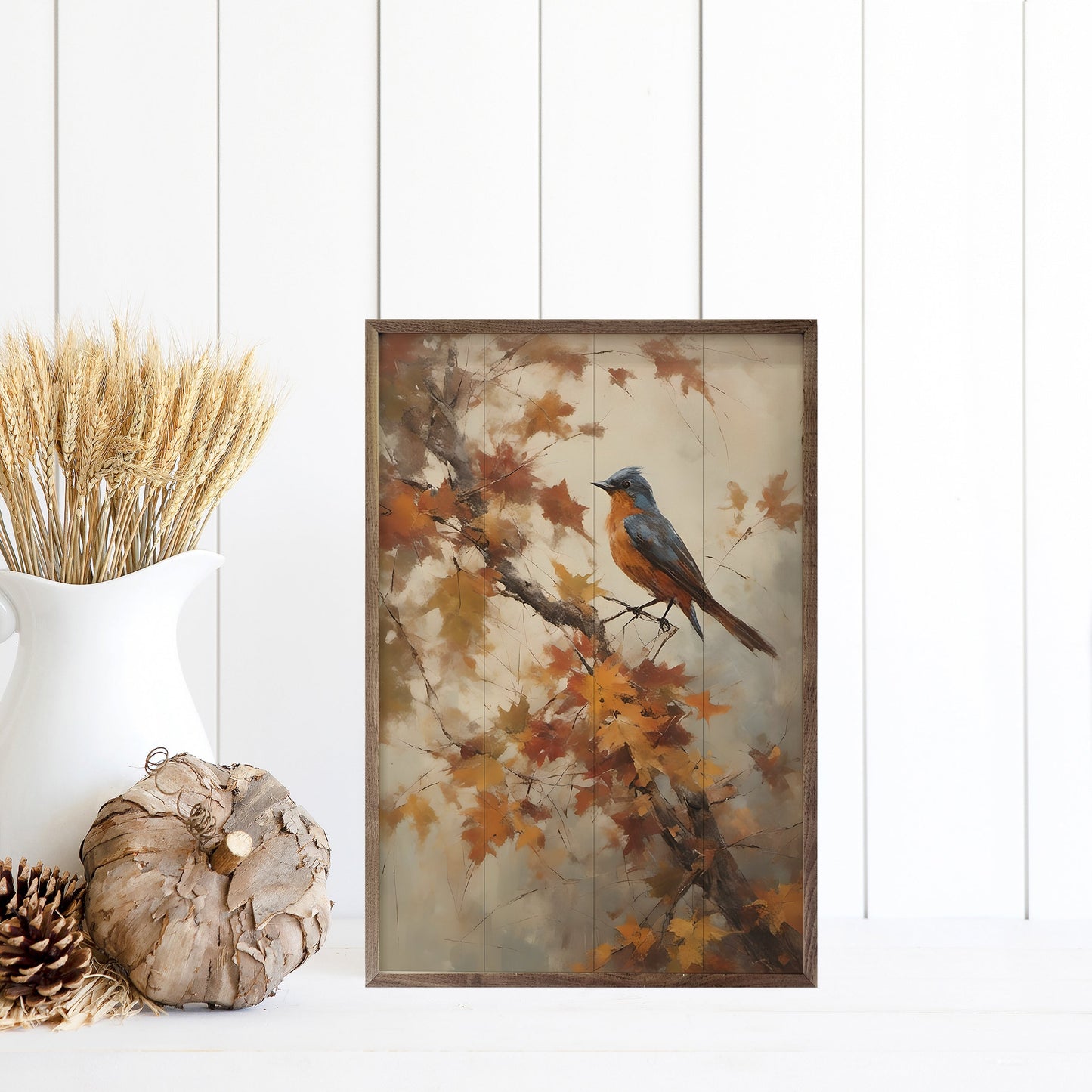 Bluebird On Fall Branch