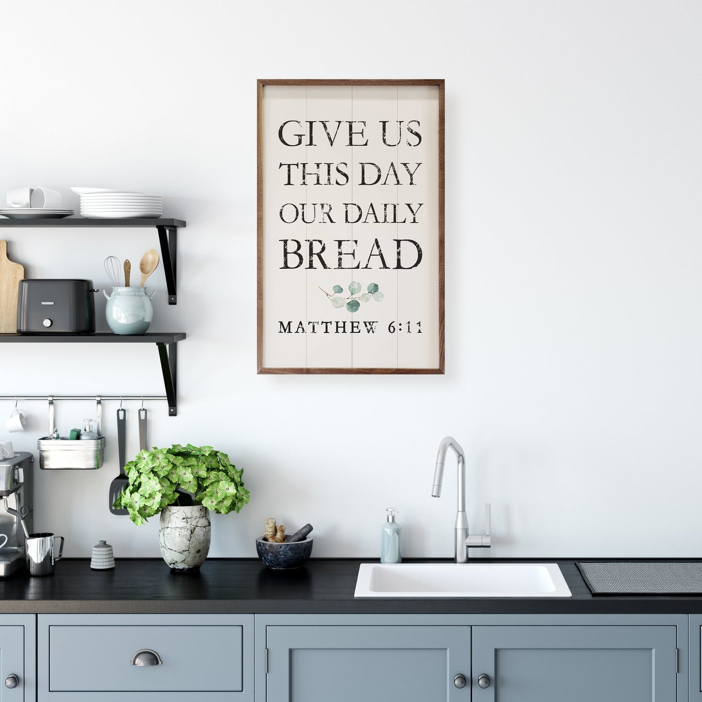 Daily Bread Matthew 6 11 Greenery White