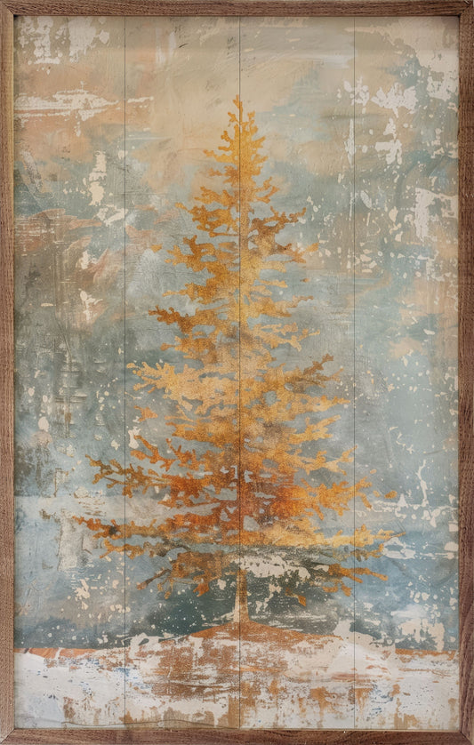 Distressed Gold Tree I By Petals Prints Design
