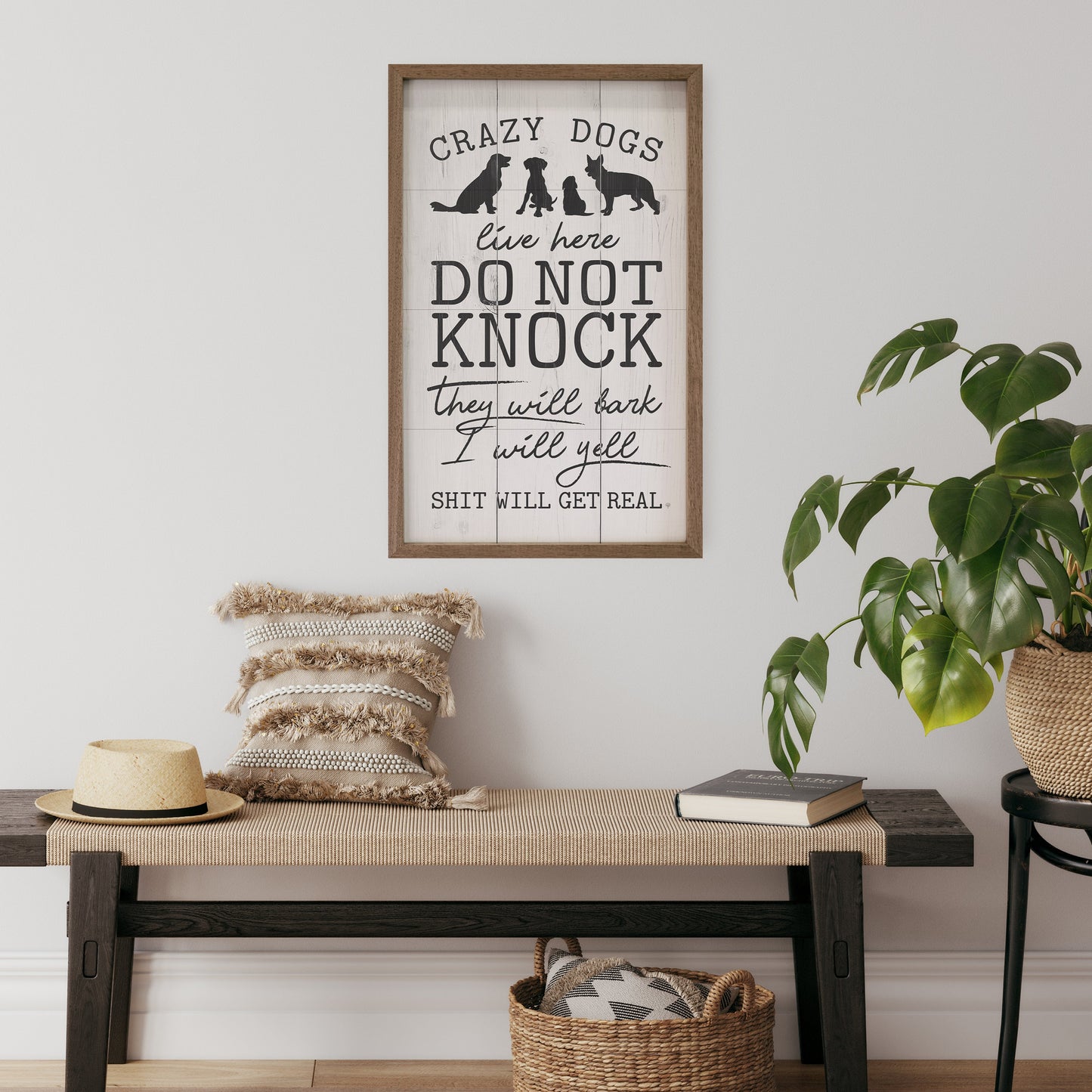 Do Not Knock Crazy Dogs Live Here Whitewash