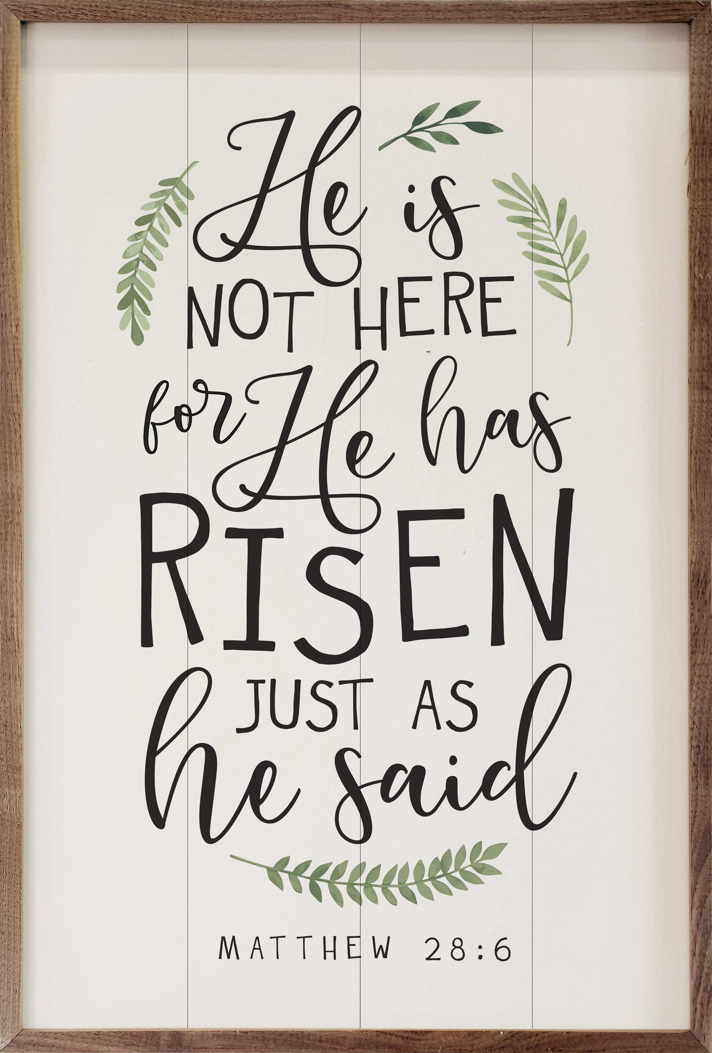 He Has Risen Matthew 28 6 Greenery White