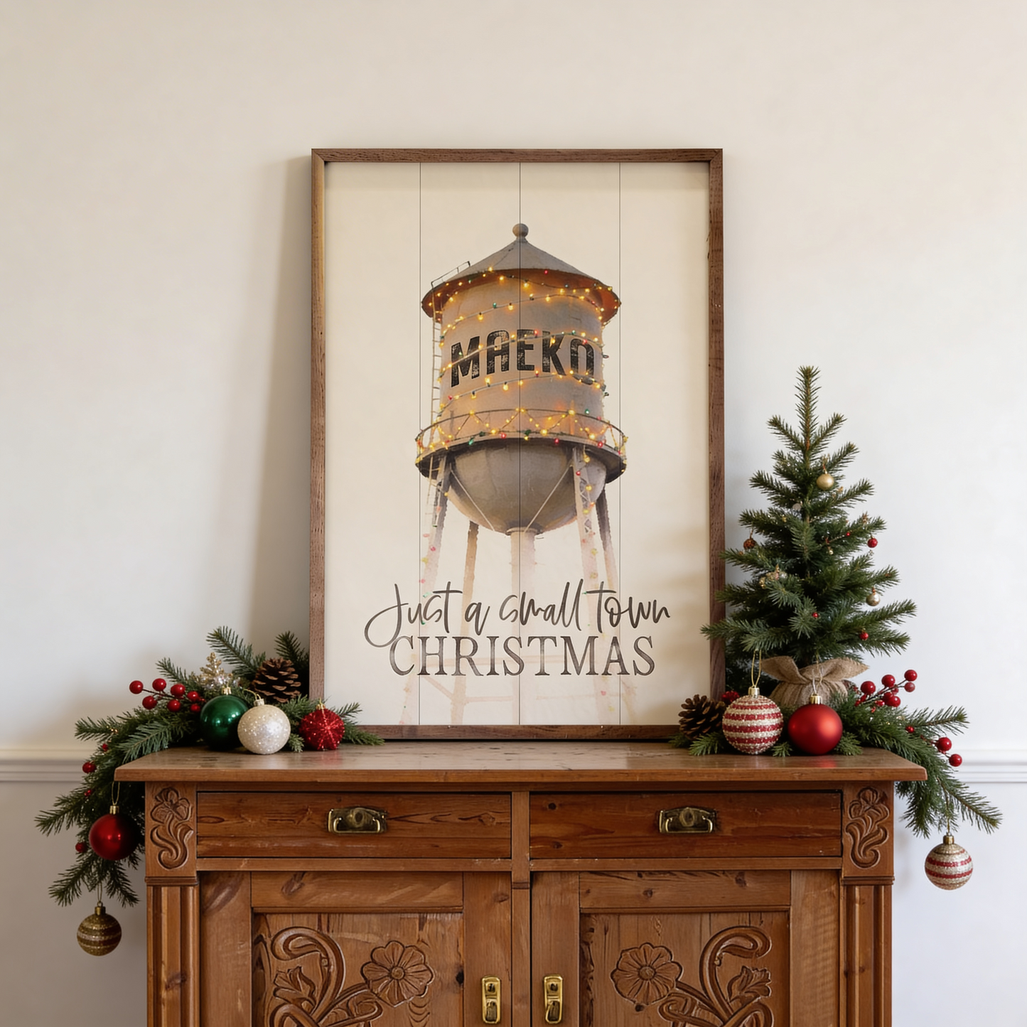 Just A Small Town Christmas Personalized Watertower