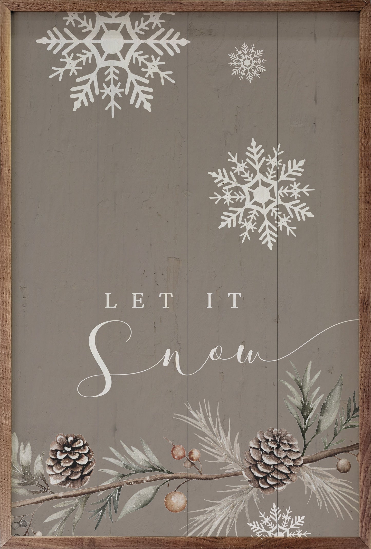 Let It Snow Snowflakes Gray