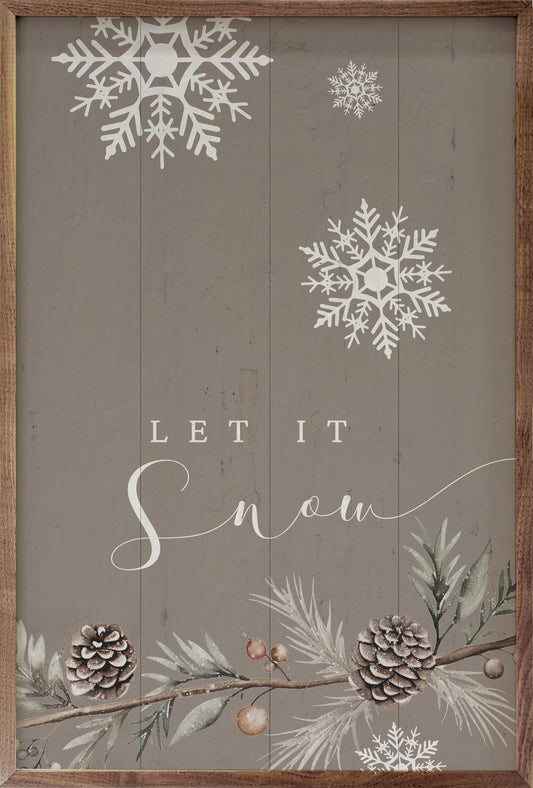 Let It Snow Snowflakes Gray