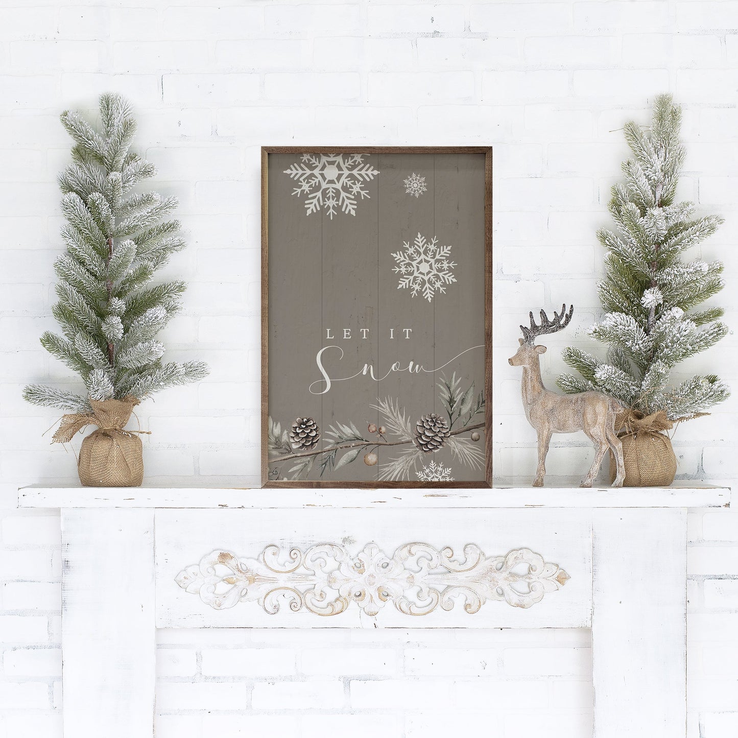 Let It Snow Snowflakes Gray