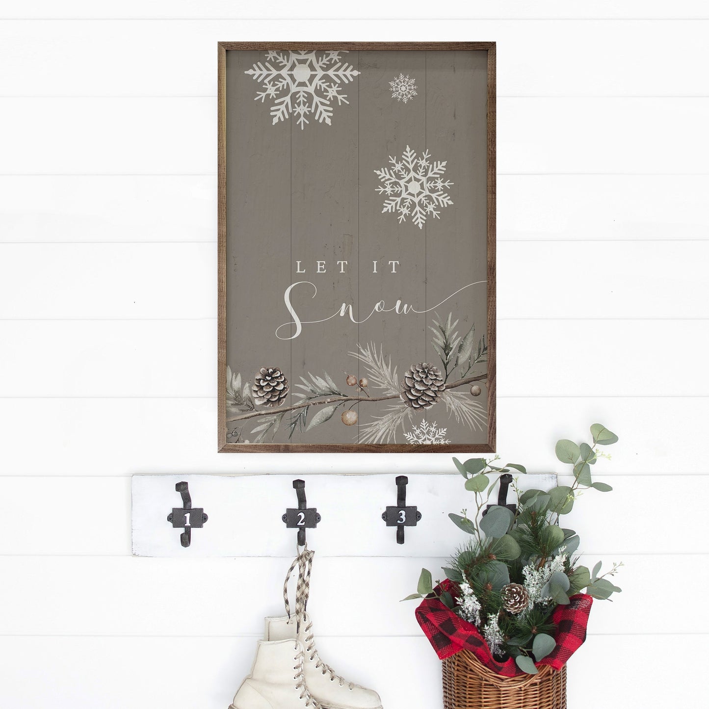 Let It Snow Snowflakes Gray