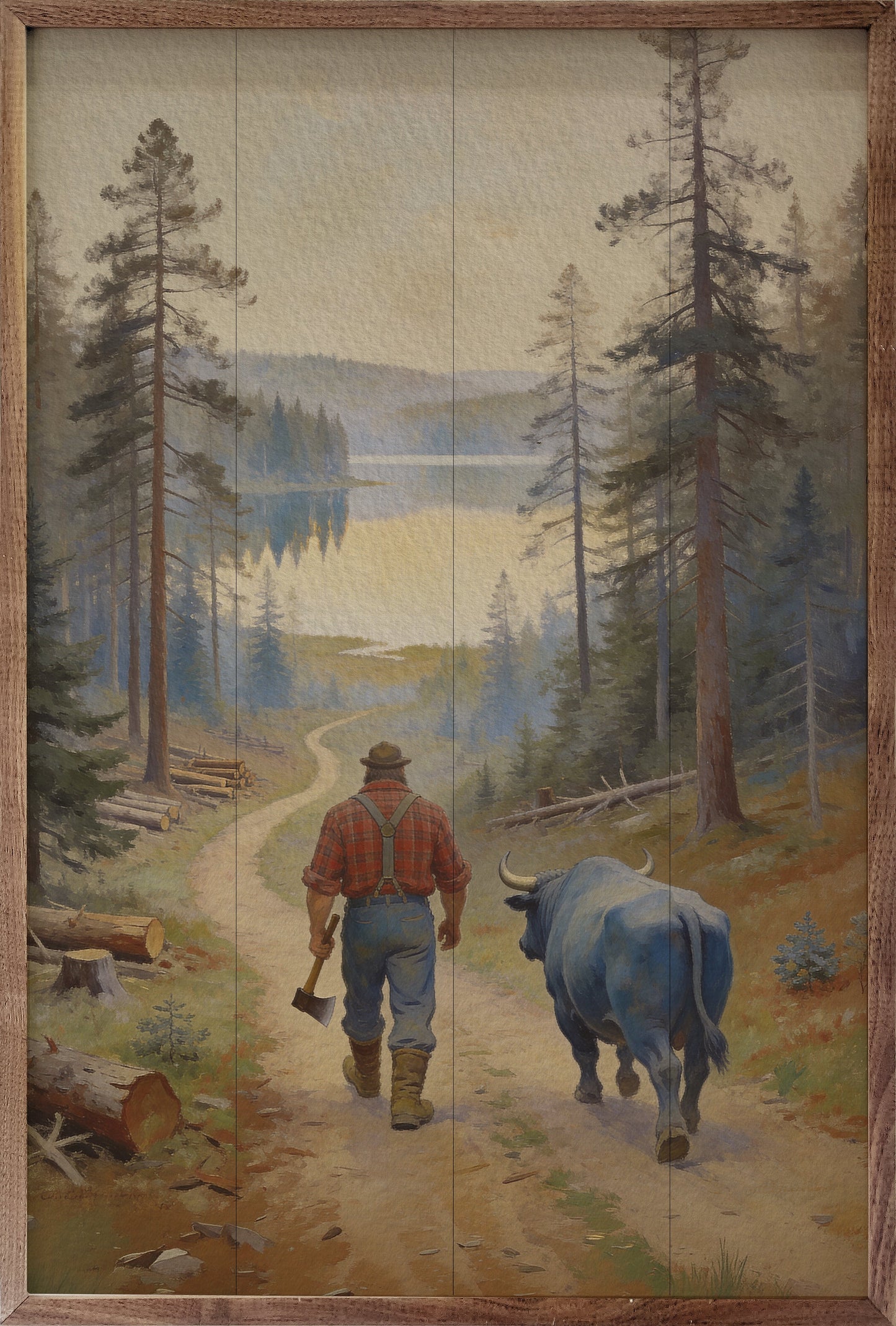 Paul Bunyan And Babe On Trail