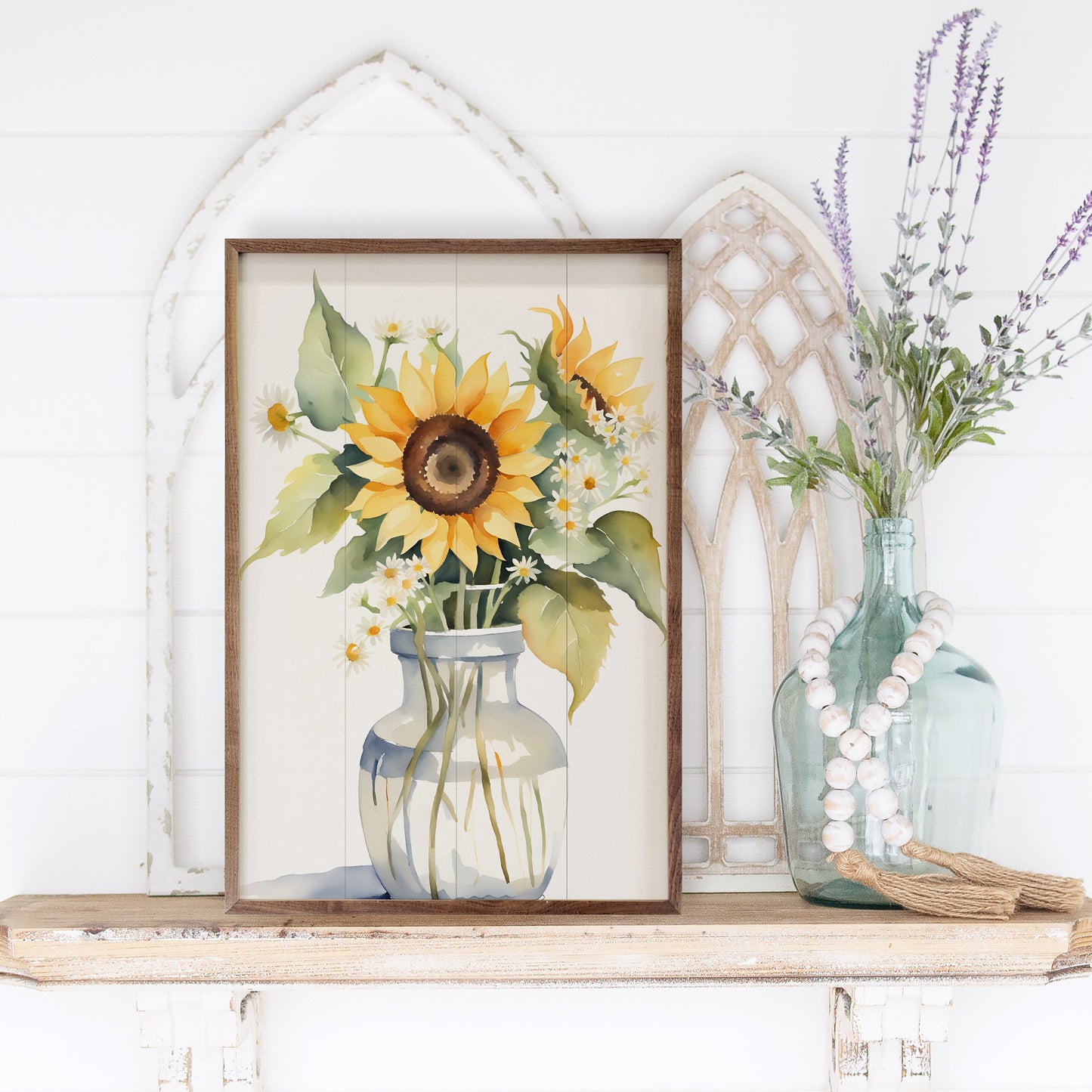 Sunflower Floral Vase White