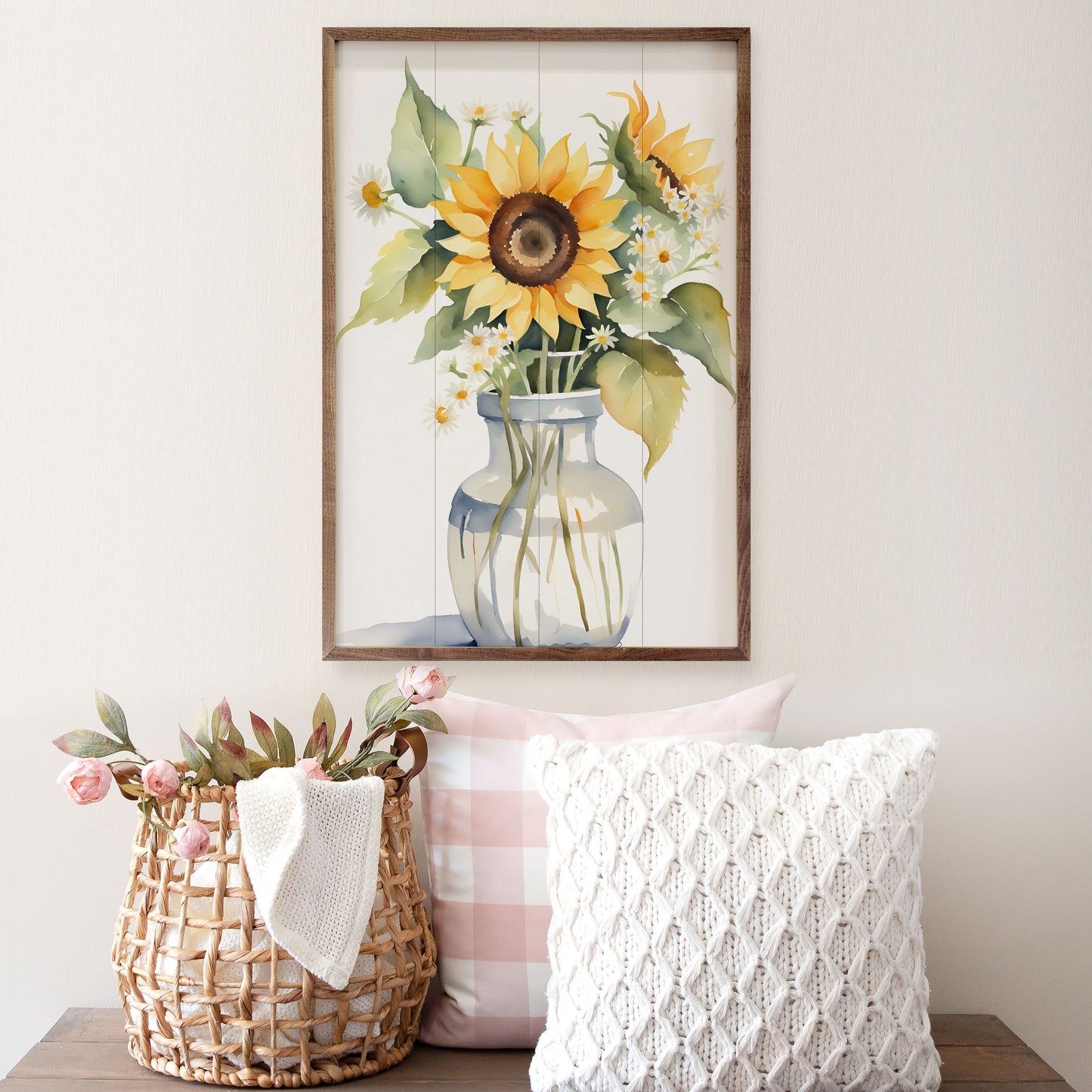 Sunflower Floral Vase White