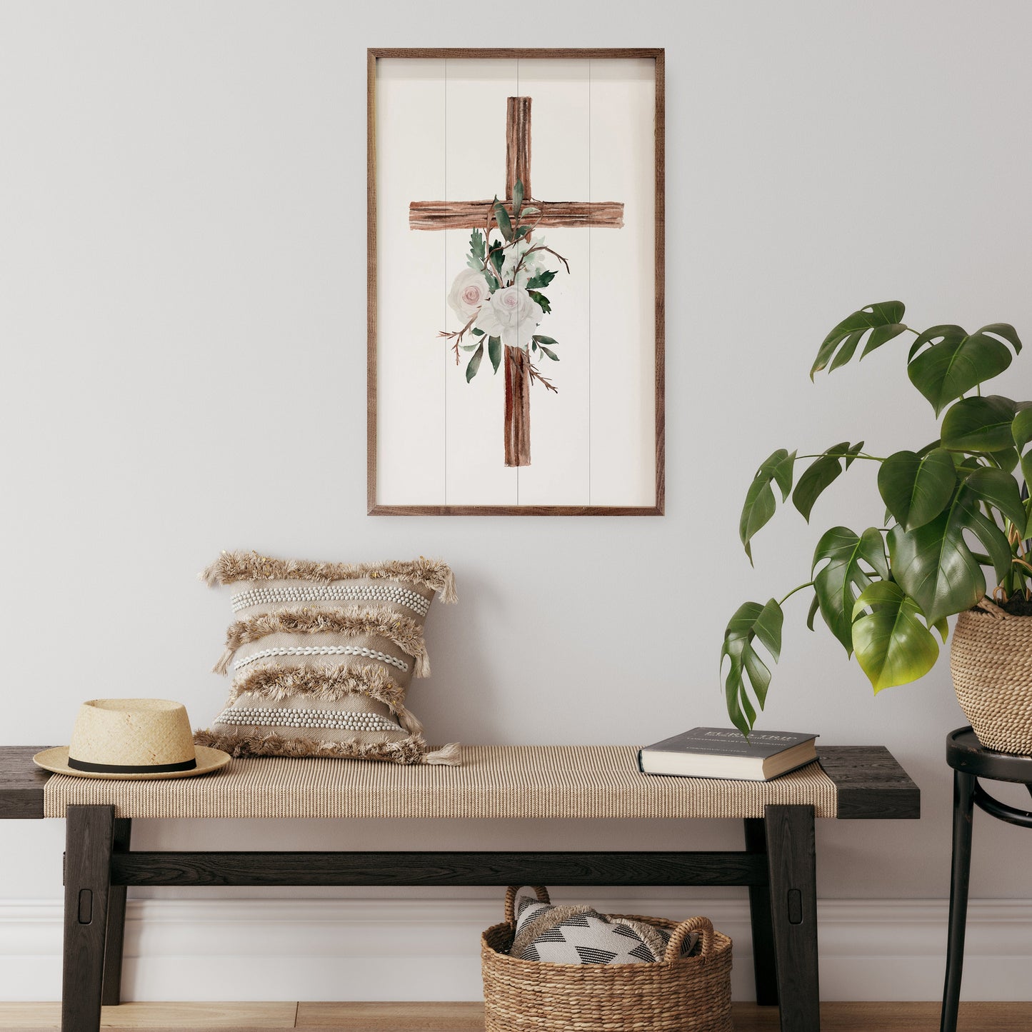 Wooden Cross With Roses