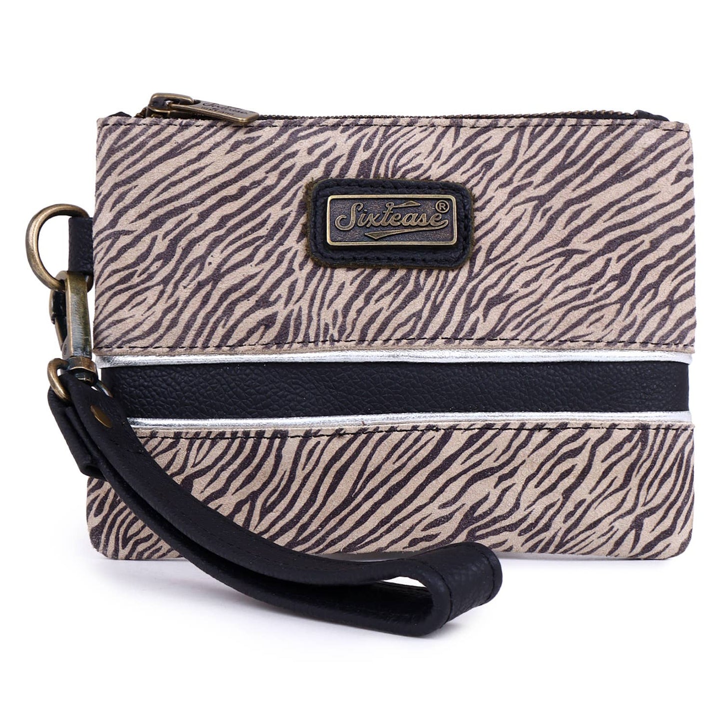 Suede Zebra Print Wristlet