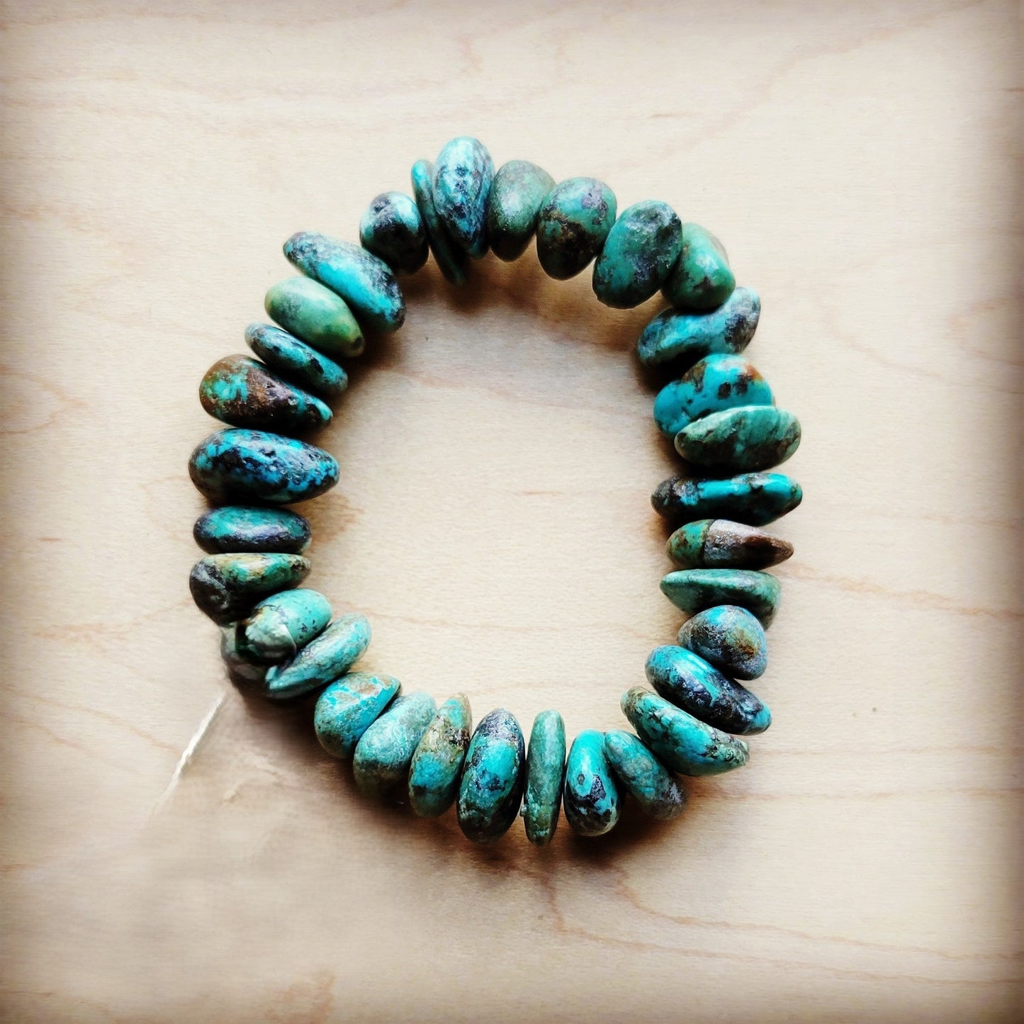 Chunky Genuine Natural Turquoise Beaded Bracelet 802b