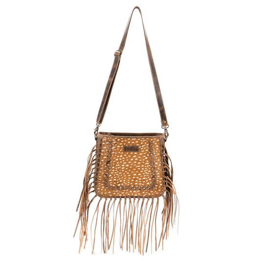 Deer Print Leather w/Fringe Bag