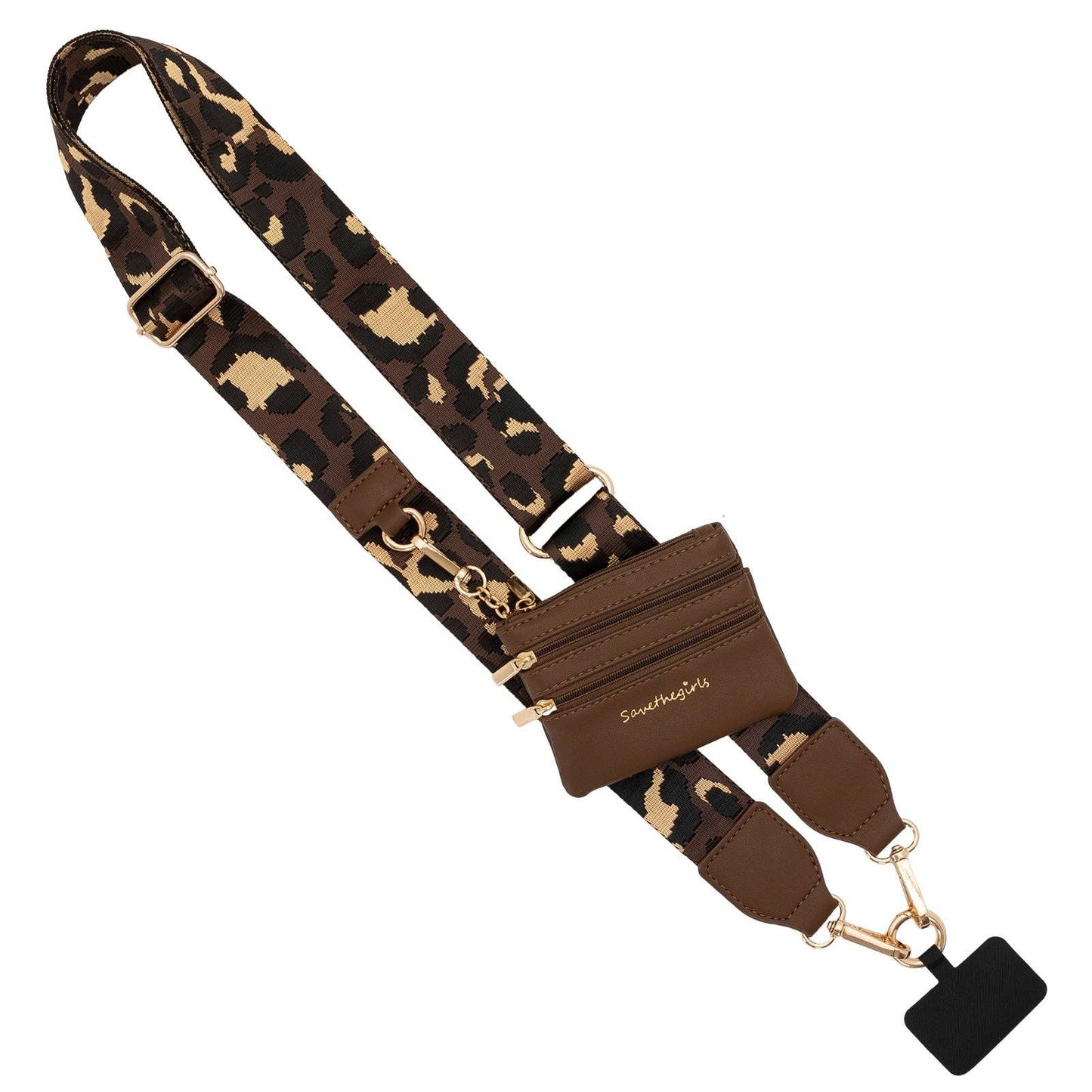 Clip & Go Strap with Pouch - Leopard Collection: Purple/Black w/RFID Pouch