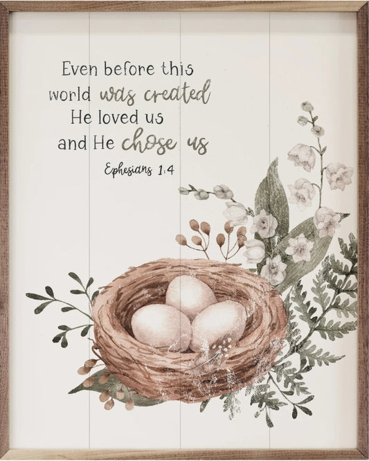 He Chose Us Nest Ephesians 1:4 White image 0
