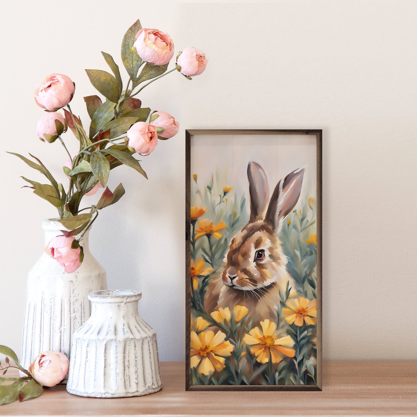 Bunny In Marigolds Field