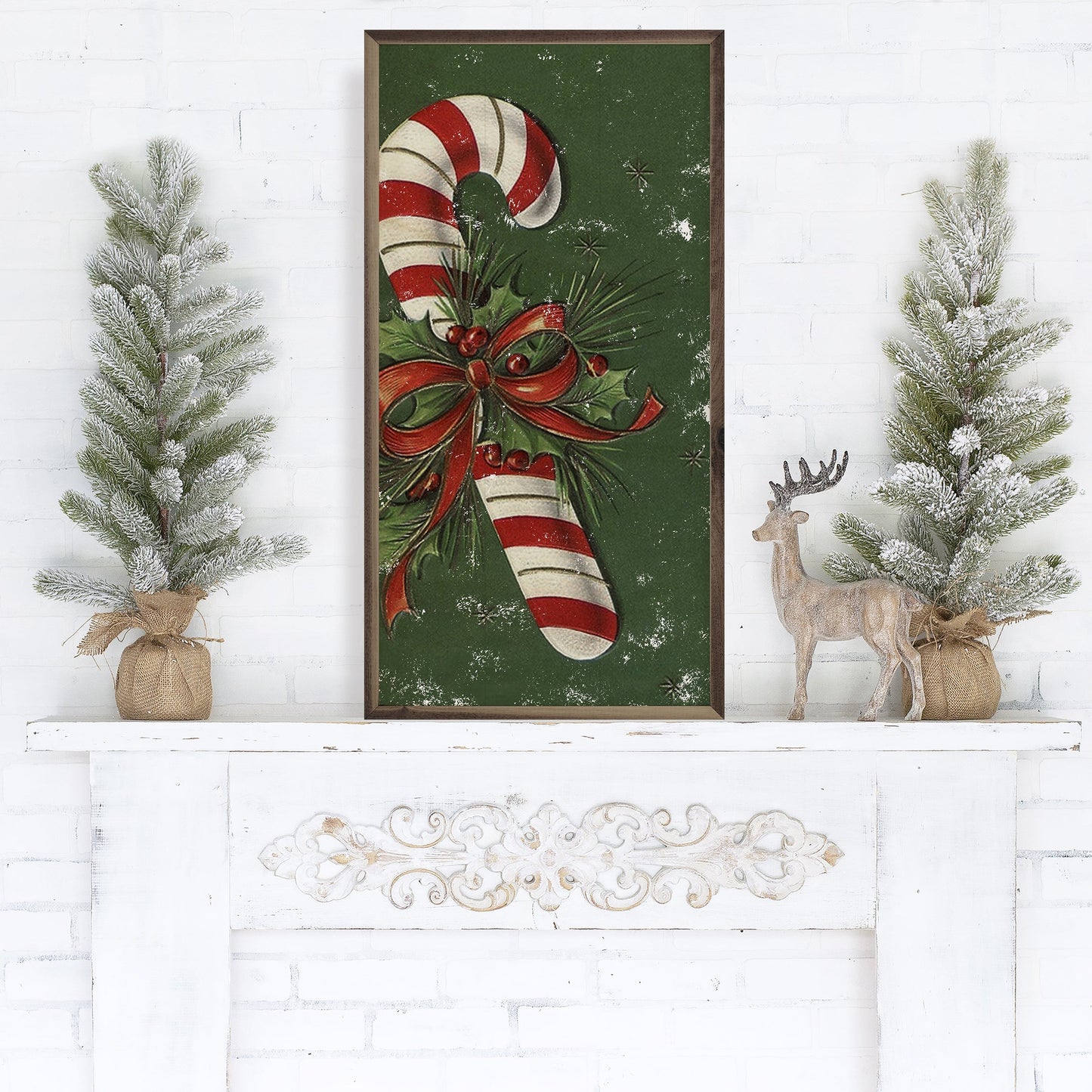 Candy Cane With Red Bow Green