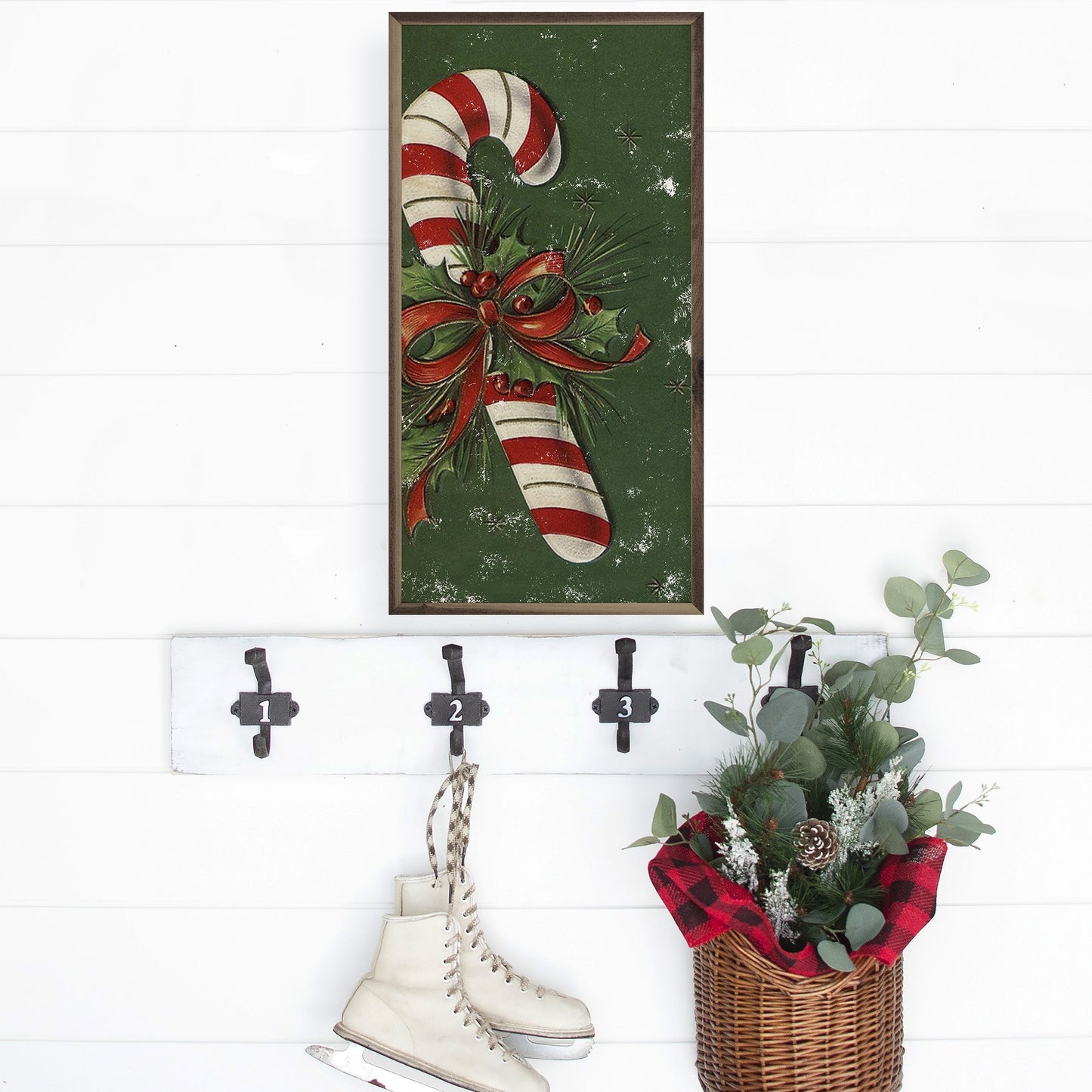 Candy Cane With Red Bow Green