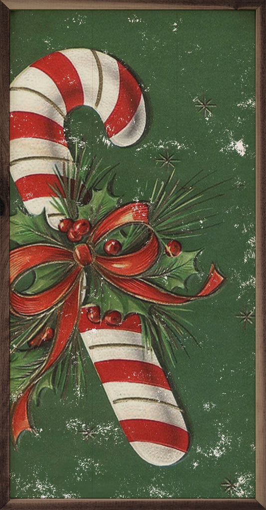 Candy Cane With Red Bow Green
