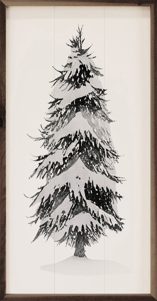 Grayscale Snowy Pine I