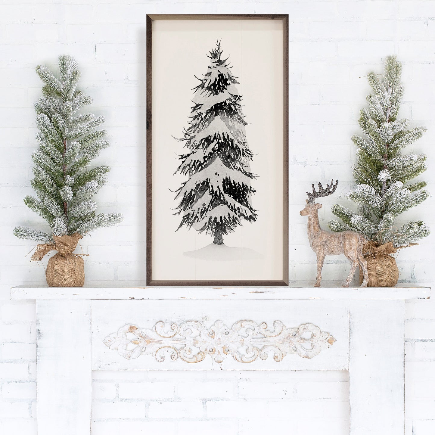 Grayscale Snowy Pine I