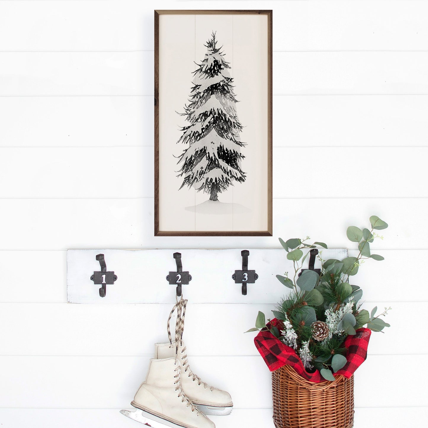 Grayscale Snowy Pine I