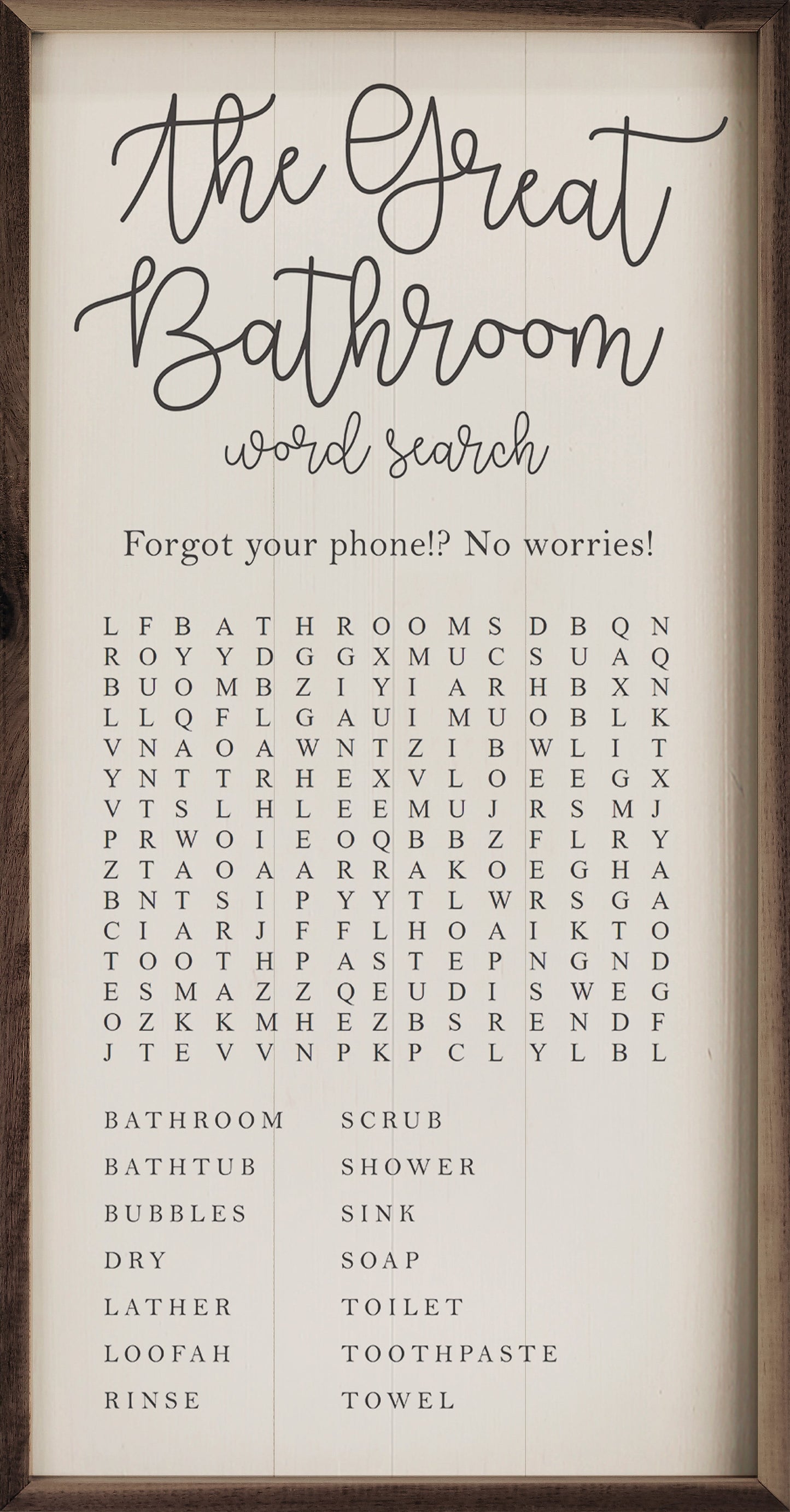 The Great Bathroom Word Search White