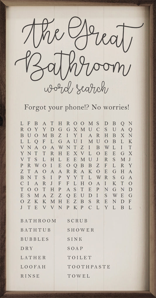 The Great Bathroom Word Search White