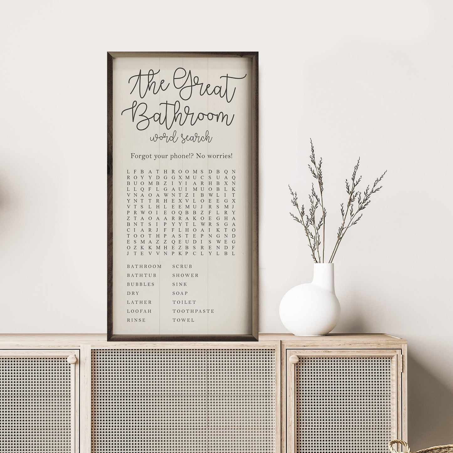 The Great Bathroom Word Search White