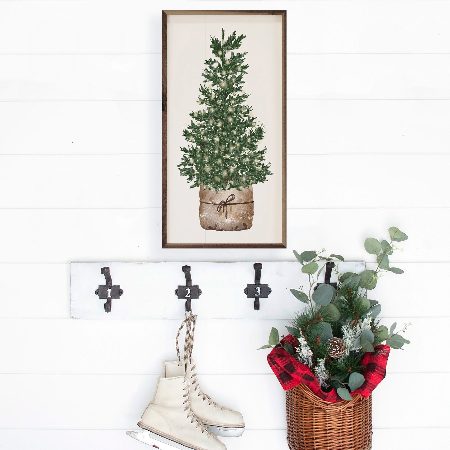 Watercolor Christmas Tree With Lights