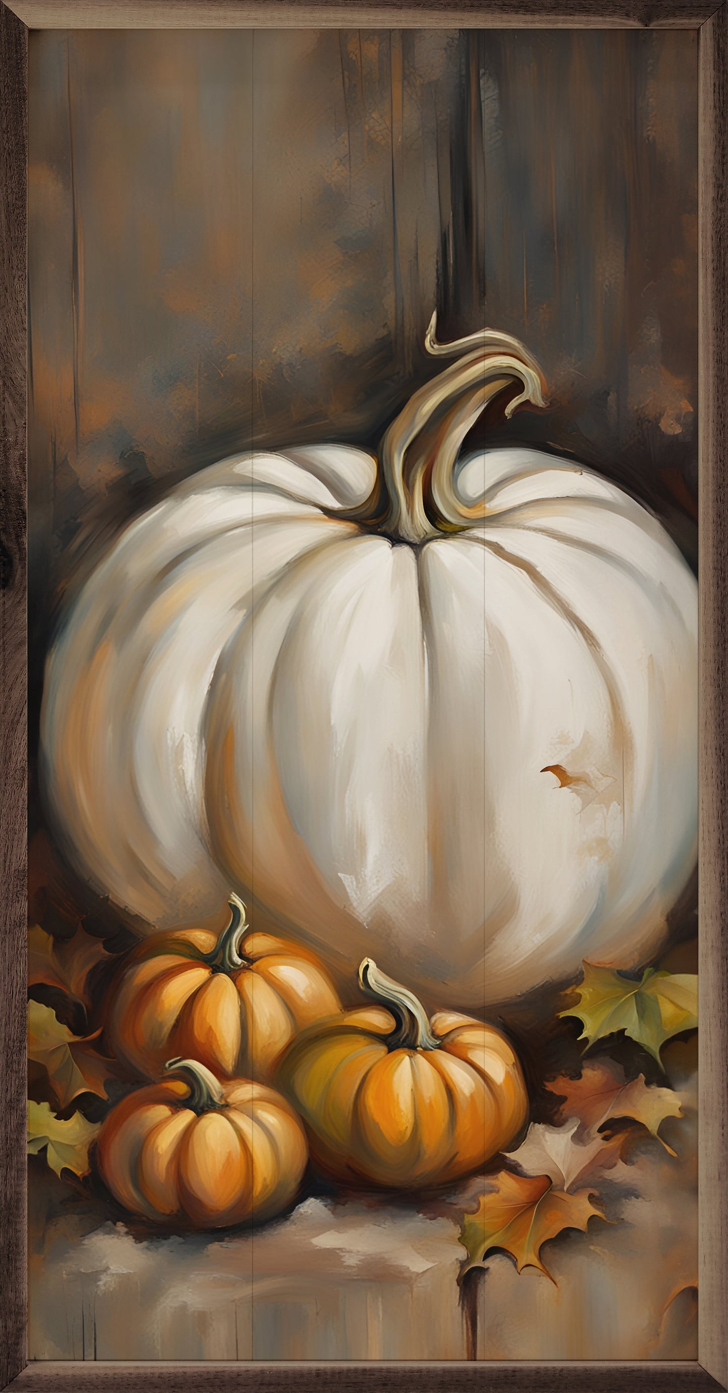 White Pumpkin And Small Orange
