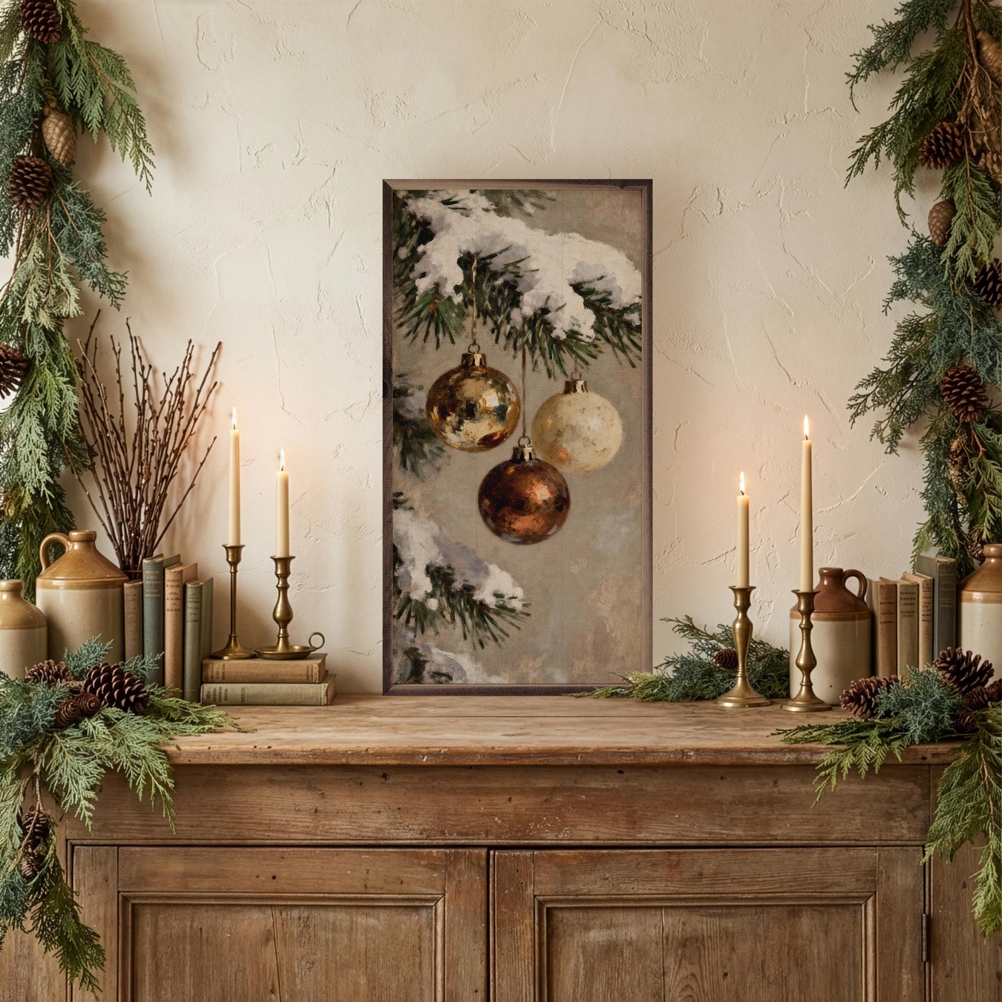 Three Gold And Brown Ornaments