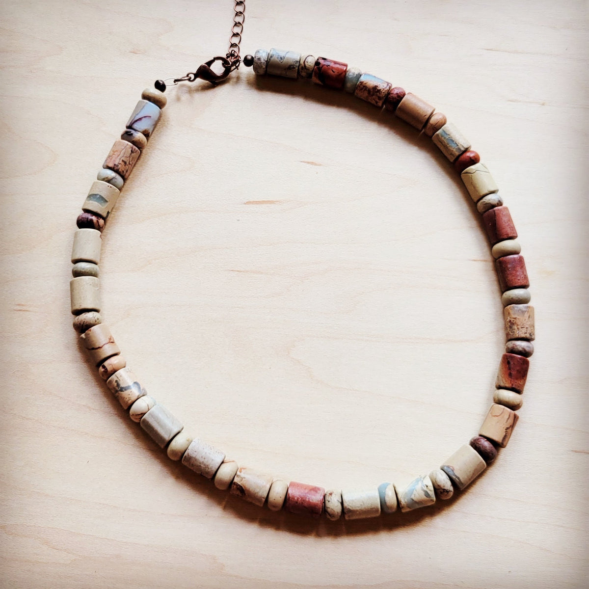 Genuine Aqua Terra Collar Length Barrel Beaded Necklace 263b