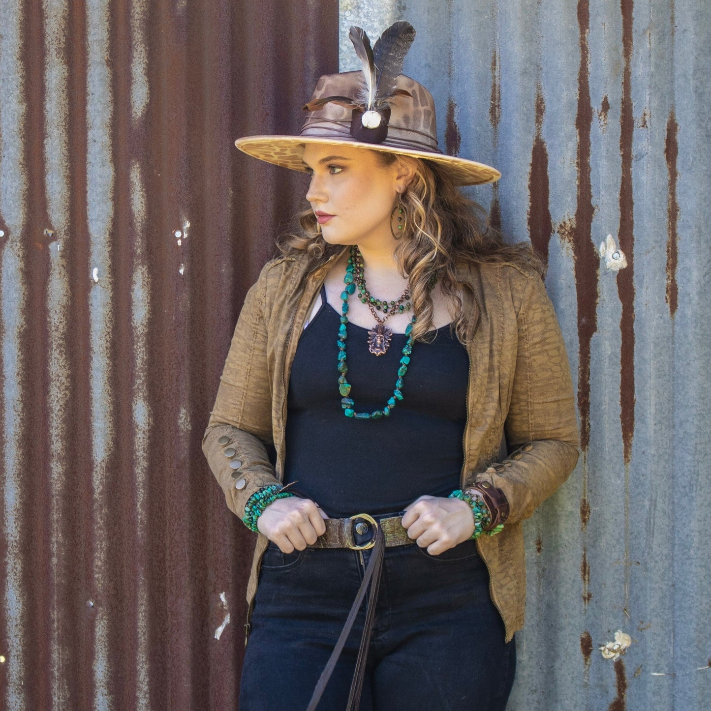 Chunky Genuine Natural Turquoise Beaded Bracelet 802b