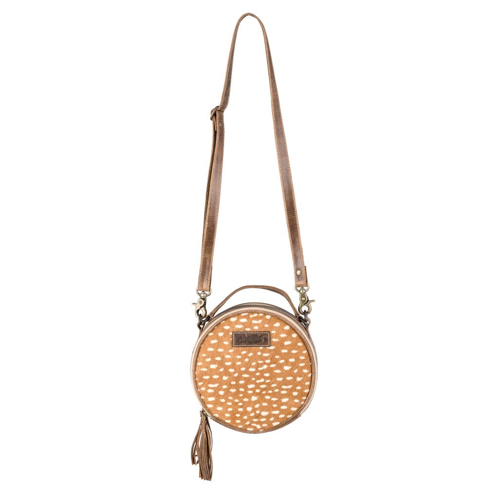 Deer Print Leather Barrel Bag