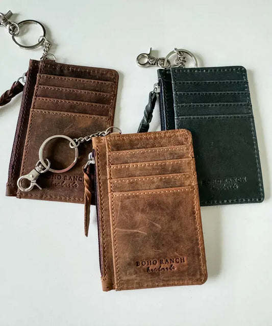 LEATHER KEYCHAIN WALLET Genuine waxed leather