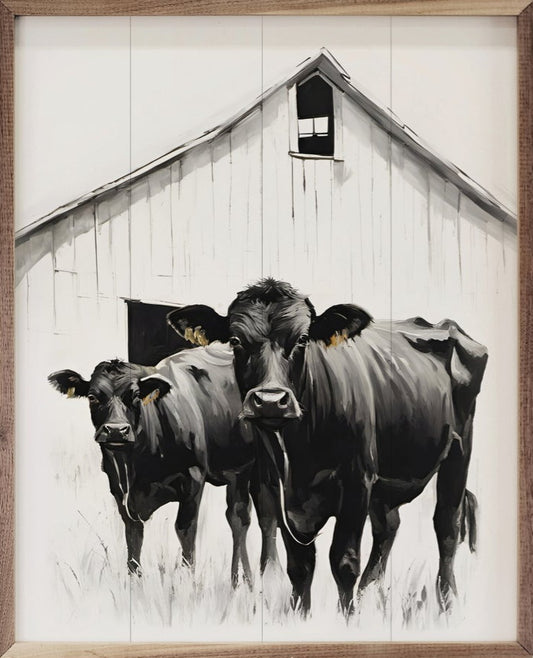 Cows With White Barn image 0