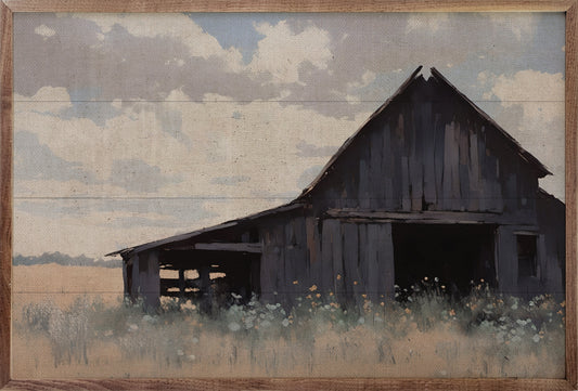 Black Barn In Field