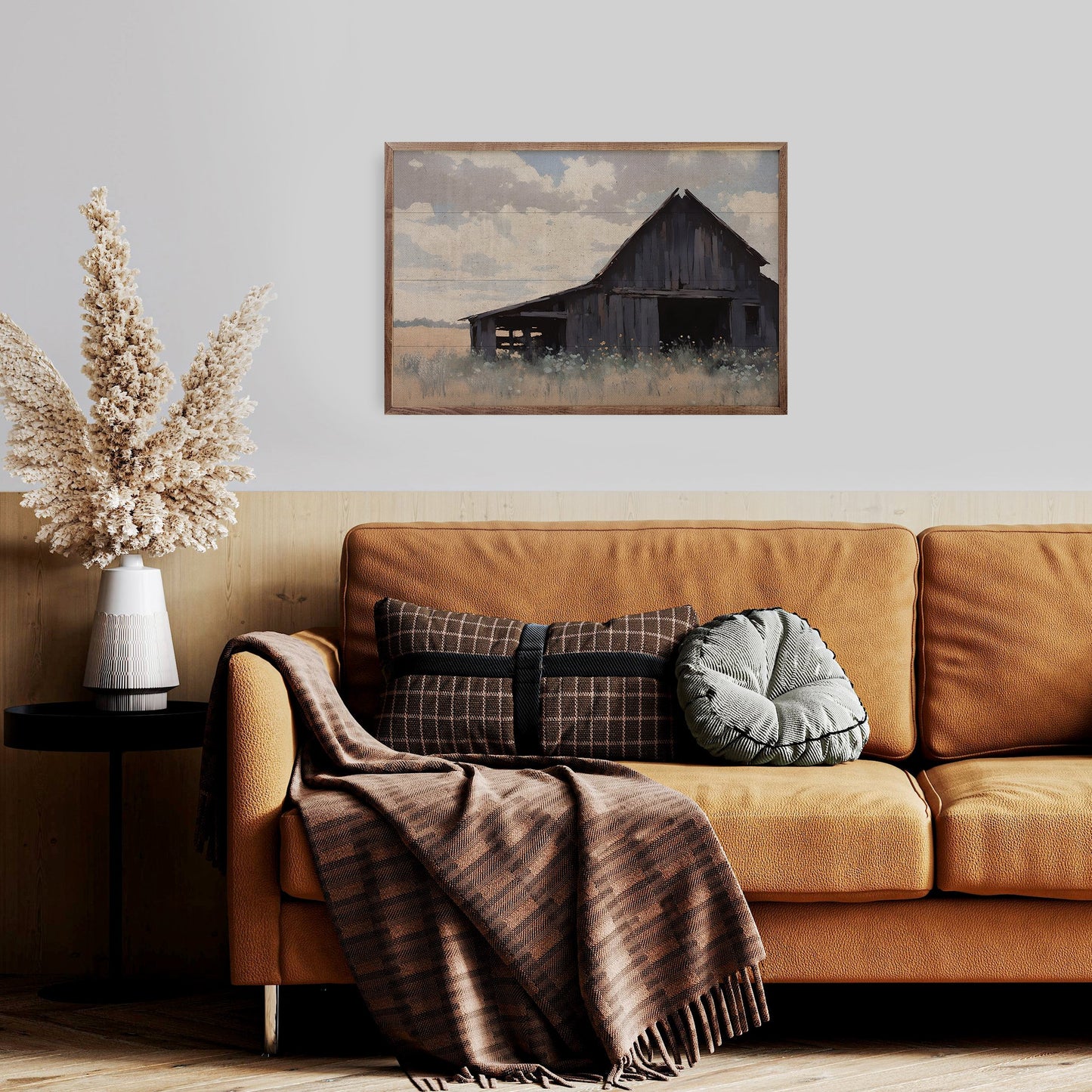 Black Barn In Field