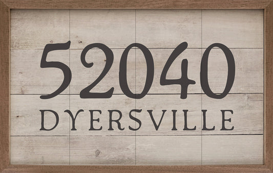 Classic Serif Personalized City Zip Whitewash