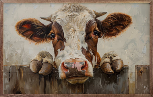 Cow On The Fence By Petals Prints Design