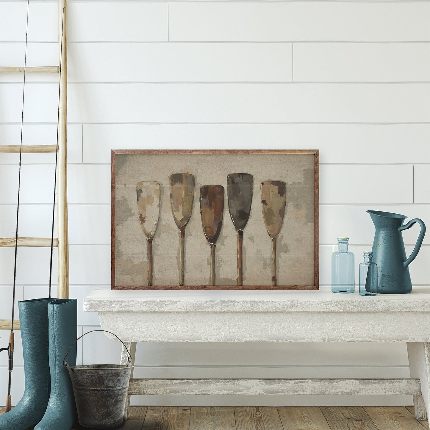 Five Vintage Boat Oars