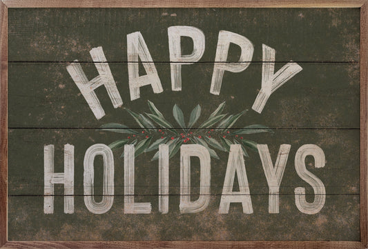 Happy Holidays Greenery Green