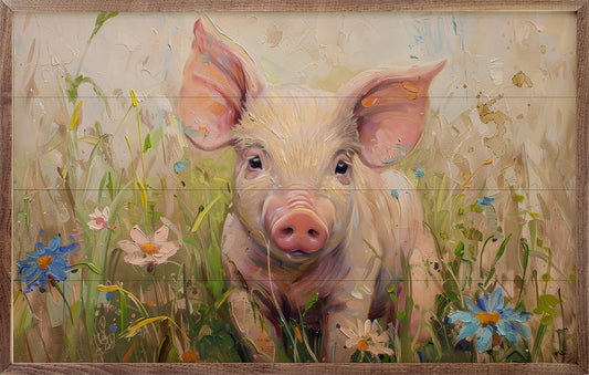 Pretty Pig Portrait By Petals Prints Design